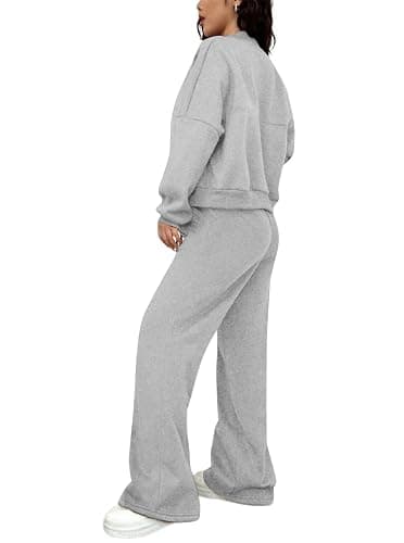 LovelyWholesale Women Sweatsuits 2 Piece Set Zip Up Sweatshirt and Wild Leg Sweatpants Set thumbnail 5