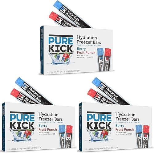 Pure Kick Freezer Bars, 1.5 oz, Hydrating Ice Pops, Naturally Flavored with Other Natural Flavors, Berry and Fruit Punch, 20 Count (Pack of 3) - Image 1