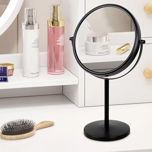 ALHAKIN 10x Magnifying Makeup Mirror, 8 Inch Tabletop Mirror Double Sided with Magnification, Swivel Make Up Mirror for Bathroom, Black thumbnail 7
