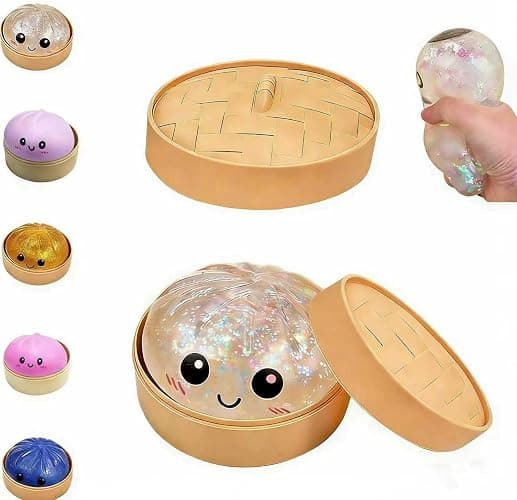 Dumpling Squishies,Glitter Dumpling, Glitter Squishy with Box,Easter Basket Stuffers (Gold) thumbnail 7