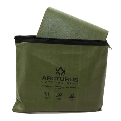 Arcturus Insulated Tarp, Reusable Heavy Duty Thermal Survival Blanket – 60x82in, Reflects 90% Body Heat, Waterproof, Windproof, 3-Layer Design, Reinforced Grommets, Olive Green thumbnail 5