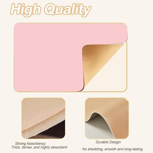 2-Pack Premium Dish Drying Mat - Coffee Bar Mat & Drainer Rack for Kitchen Counter Decor, Super Absorbent Drying Matt, Coffee Station Mat Machine Safe 12" x 19.5" (Pink Checkers) thumbnail 6