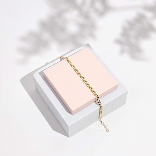 PAVOI 14K Gold Plated Paperclip/Curb/Figaro Chain Adjustable Bracelet for Women thumbnail 4