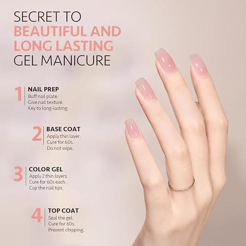 GAOY Jelly Gel Nail Polish Set of 6 Colors Pink White Nude Sheer Gel Polish Kit for Salon Manicure and Nail Art DIY at Home thumbnail 3