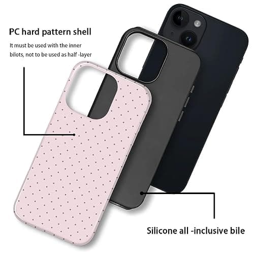 ilikediy for iPhone 13/14 Case,HL2 Polka Dot Pink Hybrid 2 Layer Hard Shell Silicone Protective Pattern Design Case thumbnail 3