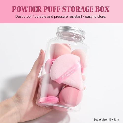 BS-MALL Makeup Sponge & Triangle Puff Set Pink for Mini Detailed Application Foundation Concealer Soft Pearl Cotton Sponge Pack of 10 thumbnail 6