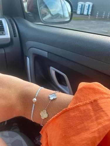 DIAMOND MODE Kleeblatt Armband Damen Gold – Schmuck 18K vergoldet, Clover Perlmutt, Chirurgenstahl 316L, wasserfest, verstellbar 16–20 cm – Geschenk thumbnail 4