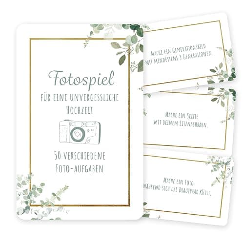 50 Fotoaufgaben Hochzeit - Unterhaltsames Hochzeitsspiel für Gäste, Fotobox Accessoires Hochzeit Fotospiel Hochzeit, Hochzeit Fotoaufgaben für Gäste, Perfekt für Gästebuch Hochzeit - Image 1
