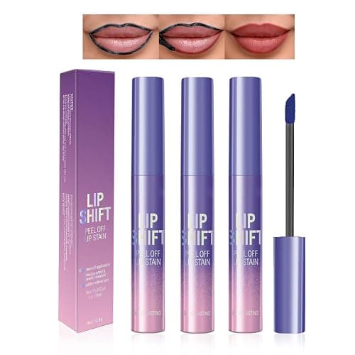 3Pcs Lip Stain Peel Off Set,Peel Off Lip Liner Tattoo,Nude Red Pink Matte Finsh Long Lasting Waterproof Transferproof Lip Stains for Women Girls (Peel Off Lip Liner, 3Pcs) - Image 1