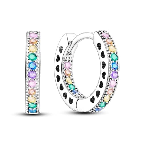 NARMO 925 Sterling Silver Earrings for Women Colored Huggie Hoop Earrings - Image 1