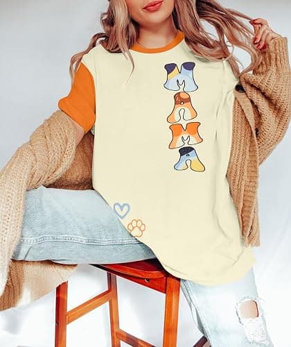 Oversized Mama Shirt Woman Mom Letter Print Tshirt Trendy Mama Shirts Graphic Tees Short Sleeve Tops thumbnail 5