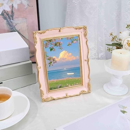 SOFPLATE Marcos de Fotos Vintage Rosas 5x7 marco Decorativo Portafotos Antiguo Adornado con Tapete Acento Shabby Chic Exhibición de Fotos para 4x6 fotos Sobremesa Escritorio O Pared Horizontal O Verti thumbnail 4