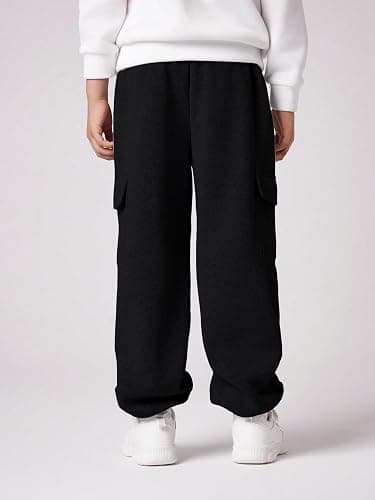 RoseSeek Boy's Wide Leg Cargo Pants Baggy Sweatpants Casual Sports Joggers Big Kids Long Trousers with Pockets thumbnail 2