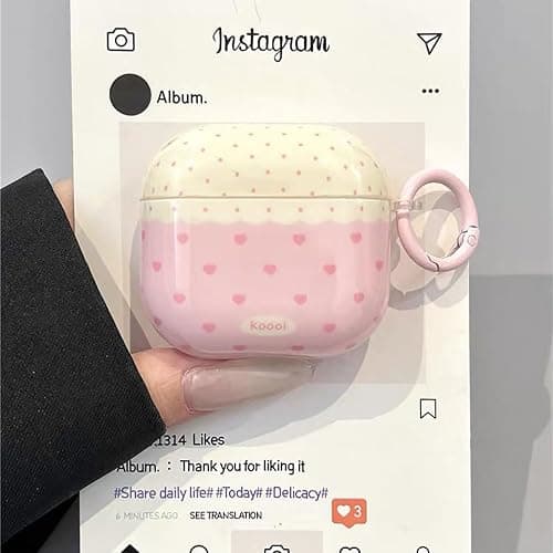 COTYPOFLIYTT Compatible with AirPods 4th Generation Case with Cleaner Kit，Cute Heart Polka Dot Aesthetic Design Girly Women Keychain Soft TPU Protective Cover for AirPods 4 -Pink Heart thumbnail 2