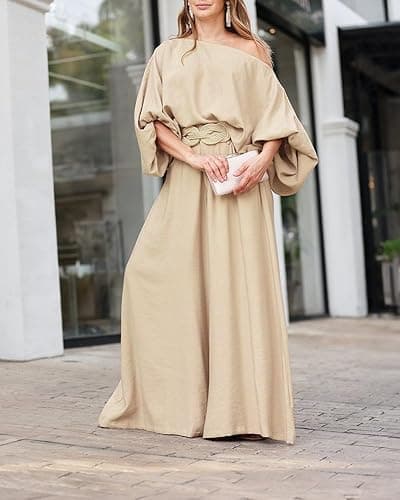 CHICME Women Summer 2 Piece Outfits Off Shoulder Top Flowy Wide Leg Pants Set Vacation Travel Airport Outfits thumbnail 4