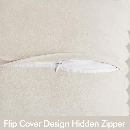 MIULEE White Throw Pillow Covers 18x18 Inch Set of 2 Fuzzy Striped Soft Pillowcase with Velvet Back Faux Rabbit Fur Cushion Covers Christmas Decorative Home Pillows for Sofa Couch Bedroom Car thumbnail 2