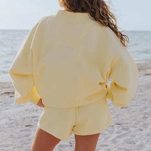 Qmlyev Women 2 Piece Outfits Sweat Shorts Sets Oversized Casual Lounge Matching Set Sweatsuit Tracksuit 2026 Fall Clothes thumbnail 4