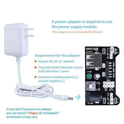 ELEGOO Upgraded Electronics Fun Kit w/Power Supply Module, Jumper Wire, Precision Potentiometer, 830 tie-Points Breadboard Compatible with Arduino, STM32 thumbnail 3