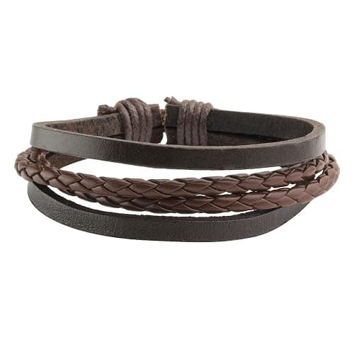 Manfnee 6-12PCS Braided Faux Leather Bracelet Punk Cuff Wrap Bracelets for Men Women Adjustable thumbnail 2