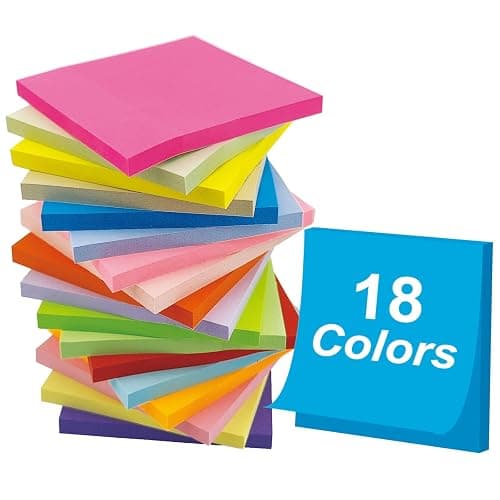 Sticky Notes 1008 Sheets - 18 Pack of 18 Vibrant Colors | Super Sticky Adhesive | Easy to Post for Office, School, Organizing (Rectangle) - Image 1