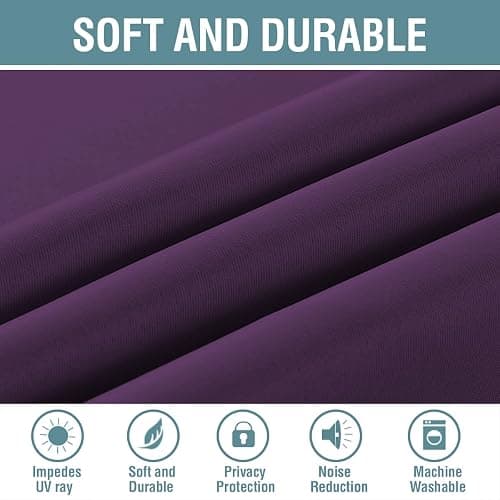 H.VERSAILTEX Thermal Insulated Blackout Window Curtains for Bedroom/Living Room Ultra Soft and Smooth Innovated Microfiber Grommet Curtains - Solid in Plum Purple (One Panel), 52" W x 84" L thumbnail 5