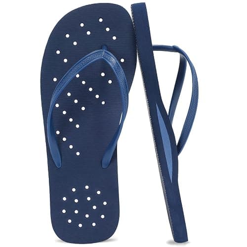 WIDE TOE BOX Women's Quick-Dry Shower Shoes Non-Slip Flip Flops with Arch Support & Drainage Holes for Beach, Pool, Dorm, Bathroom, Spa, Gym & Travel - Image 1