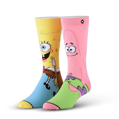 Odd Sox – SpongeBob & Patrick Crew Socks - Official Nickelodeon Funny 90s Cartoon Socks - Size for Men & Women, Bright Novelty Crazy Sock, Comfy Cotton Blend, Fun Gift for TV Fans, Teens & Adults thumbnail 4