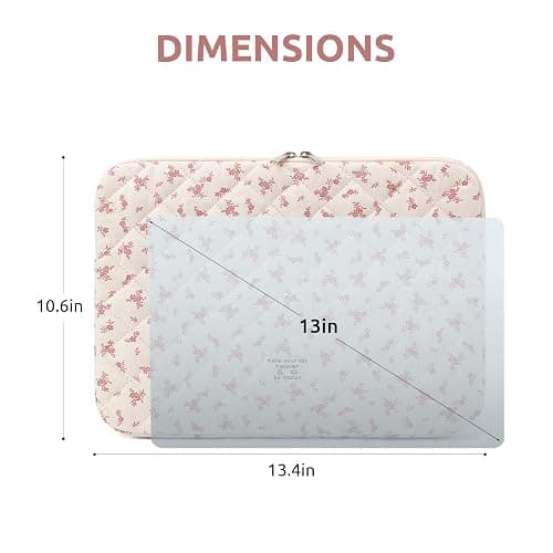 Puffy Laptop Sleeve 13-15.6 Inch Cute Quilted Laptop Protective Case Padded Floral Computer Sleeve for MacBook (A-Pink, 13 Inch) thumbnail 7
