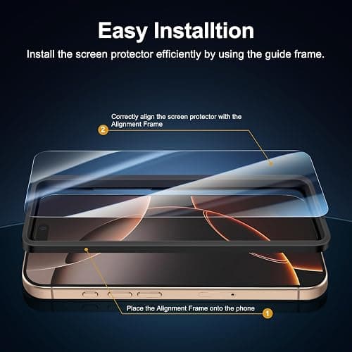 NEW'C 3 Pack Designed for iPhone 17/17 Pro,iPhone 16 Pro Screen Protector (6.3 inches), Enhanced Tempered Glass Protection with easy installation tool included, Case Friendly thumbnail 3