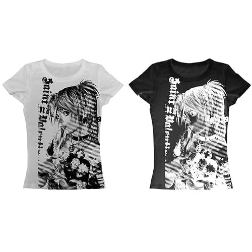 Graphic Tees Y2k Baby Tee Teens 2000s Vintage T Shirts Emo Grunge Printed Summer Crop Tops 2024 thumbnail 5