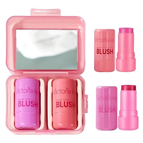 2 Pack Jelly Blush Pink Blush Stick for Lip & Cheek Stain Multi-use Jelly Cream blushes Long-Lasting Makeup Blush Stick for Lips and Cheeks(03#Chill Red & 04#Splash Berry) - Image 1