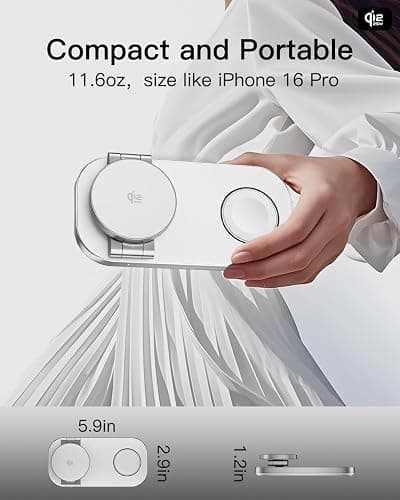 3-in-1 Charging Station for Apple Device, Qi2 25W Certified Magnetic Wireless Fast Charger Stand Compatible with MagSafe for iPhone 18/17/16/15/14/13/12/Air/Duo Series, Apple Watch & AirPods thumbnail 5