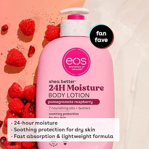eos Shea Better Body Lotion- Pomegranate Raspberry, 24-Hour Moisture Skin Care, Lightweight & Non-Greasy, Made with Natural Shea, Vegan, 16 fl oz - Pomegranate Raspberry - 16 Fl Oz (Pack of 1) thumbnail 3