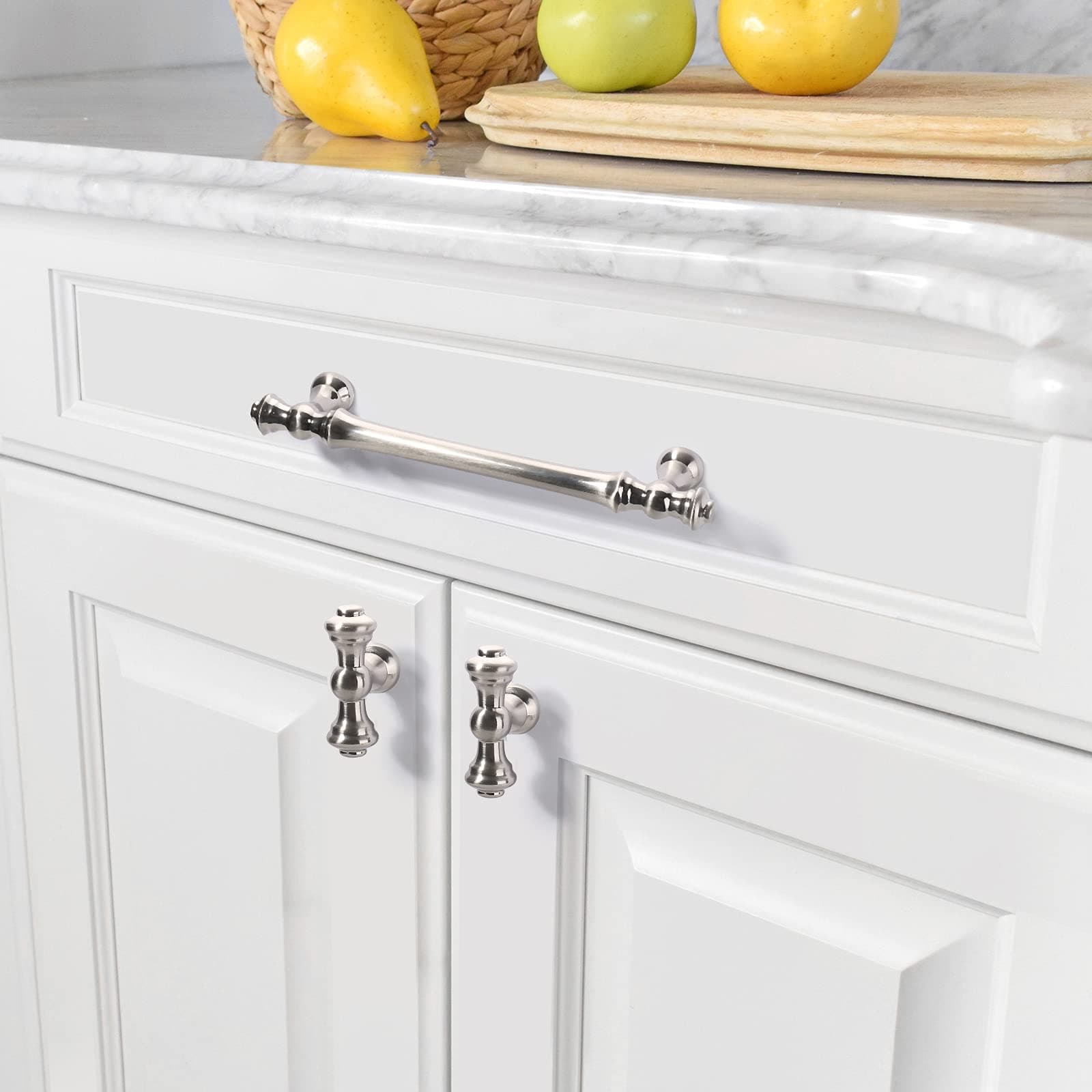 Asidrama 6 Pack 5 Inch(128mm) Brushed Satin Nickel Kitchen Cabinet Handles, Cabinet Pulls Kitchen Cabinet Hardware for Cupboard Drawer Pulls - Image 1