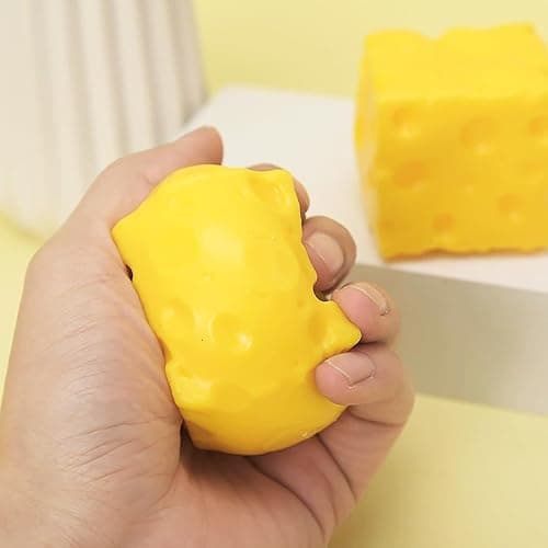 Cheese Squishy, Various Shapes Big Brain Cheese Stress Ball Realistic Design, Anxiety Relief Fidget Toy Sensory Toys For Adults & Kids (C(5cm)) thumbnail 5