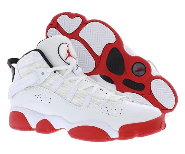 Big Kid's Jordan 6 Rings White/Mystic Hibiscus (323419 116) - 4.5 Big Kid - White/University Red/Black thumbnail 2