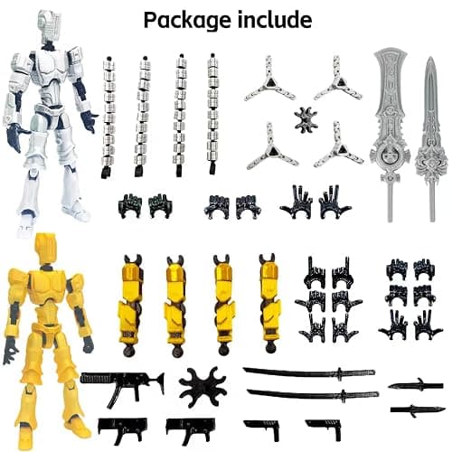 T13 3D Action Figure Set (Assembly Completed) 2 Pcs, 3D Printed Multi-Jointed, Titan 13 Action Figures, Multi-Articular Lucky Mobile Robot Nova,Desktop Decorations for Game Lovers Toys (Sliver Gold) thumbnail 7