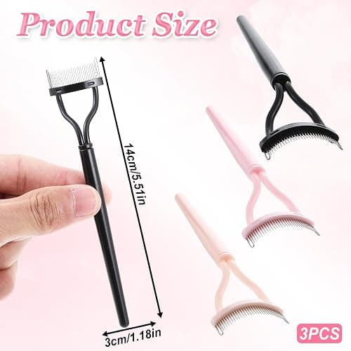 3 Pcs Eyelash Separator Tools, Washable Stainless Steel Eyelash Combs to Separate Lashes Practical Reusable Lash Comb Mascara Tool for Combing Separating Lashes thumbnail 2