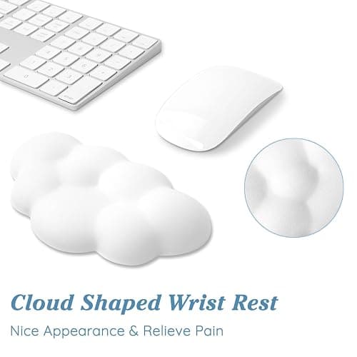 Arisase Cloud Wrist Rest Cushion for Mouse Ergonomic Soft PU Leather Memory Foam Wrist Pain Relief Mouse Wrist Support Pad with Anti-Skid Base for Office School Home Laptop & Computer Mouse (White) thumbnail 4