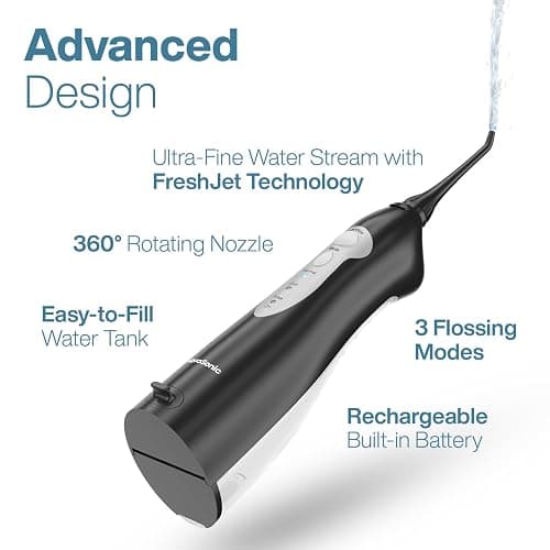 AquaSonic Aqua Flosser - Cordless Rechargeable Water Flosser for Teeth - Waterproof, Portable Oral Irrigator for Dental Cleaning with 5 Jet Tips – Braces Home Travel thumbnail 5