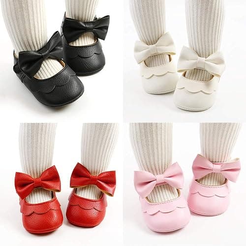 LAFEGEN Baby Girls Mary Jane Flats with Bownot Non Slip Soft Sole PU Leather Newborn Infant Toddler First Walker Cirb Dress Shoes thumbnail 6