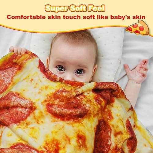 HDFK Pizza Blanket for Kids Double Sided Adult Size Red Pepperoni Realistic Food Fleece Cheese Fluffy Throw Blankets Flannel Funny Novelty Present 60 inches Round Lightweight White Elephant Christmas thumbnail 4