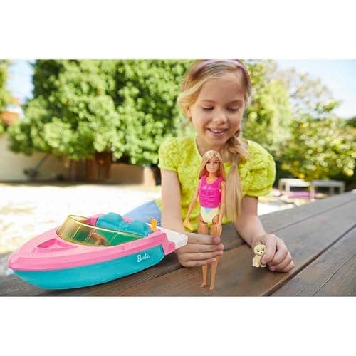 Barbie Doll and Boat Playset with Pet Puppy, Life Vest and Accessories, Fits 3 Dolls & Floats in Water, Gift for 3 to 7 Year Olds thumbnail 3