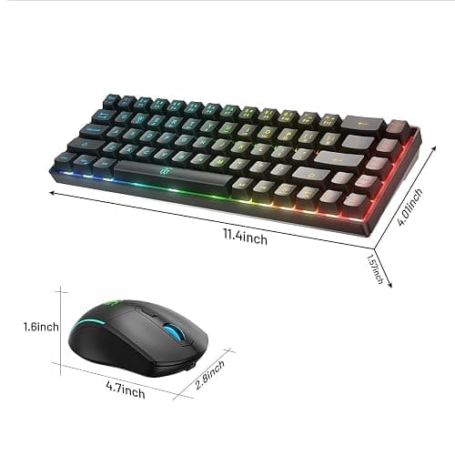 Snpurdiri 60% Wireless Gaming Keyboard and Mouse Combo,LED Backlit Rechargeable 2000mAh Battery,Small Membrane But Mechanical Feel Keyboard + Popular RGB Mice for Gaming,Business Office thumbnail 8