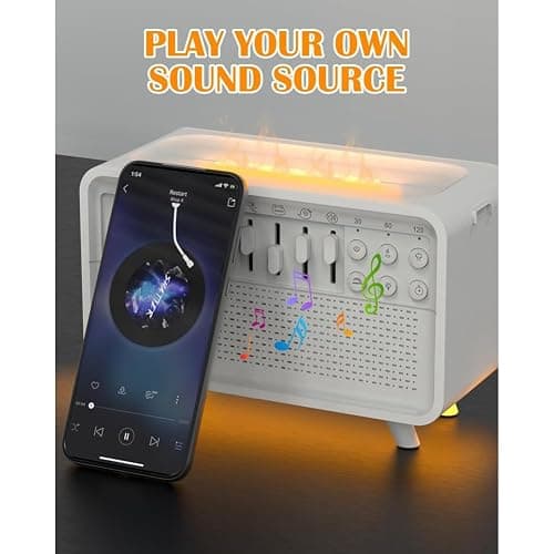Diffuseur D'Arômes et d'air à Bruit Blanc, Humidificateur avec 8 Niveaux de Bruit Blanc Réglables, Veilleuse, Haut-Parleur Bluetooth thumbnail 4