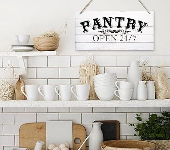 Farmhouse Themed Wood Sign - Pantry Room Decor, Vintage Wall Art with Quotes, Size 12" x 6" thumbnail 2