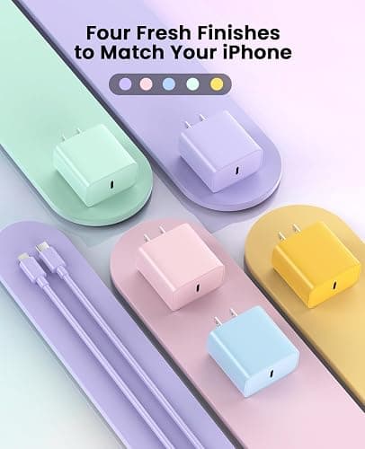 iPhone Charger Fast Charging, USB C Charger Block, 6FT/10FT Lightning Cable | For Apple iPhone 14/13/12/11 Series, 2-Pack USB C to Lightning Cables, AirPods with Lightning Charging Case,Purple thumbnail 8