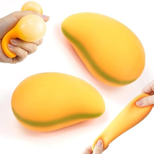 2Pcs Mango Squeeze Toy Stress Balls for Adult | Cute Fruit Soft Slow Fidget Toys for Christmas, Halloween, Birthday Party Gifts - Image 1