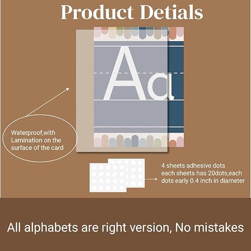 37 Pcs Boho Bulletin Board ABC Posters and 0-10 Number Cards Cursive Letters Alphabet for Classroom Wall Number Line for Classroom Decor School Elementary Teacher Supplies (Boho ABC) thumbnail 3