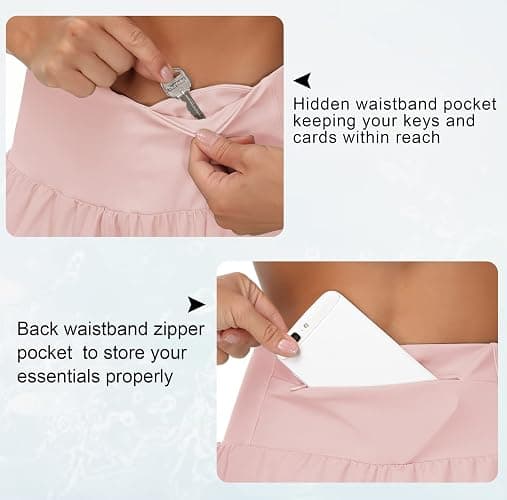 THE GYM PEOPLE Womens High Waisted Running Shorts Quick Dry Athletic Workout Shorts with Mesh Liner Zipper Pockets thumbnail 3